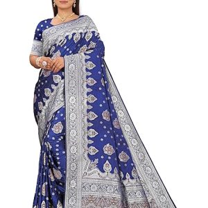 Women's Royal Blue Banarasi saree