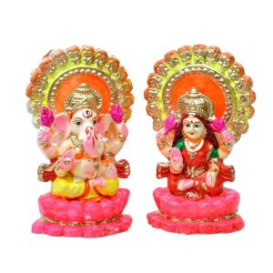 laxmi ganesh idol clay handicrafts 12 cm