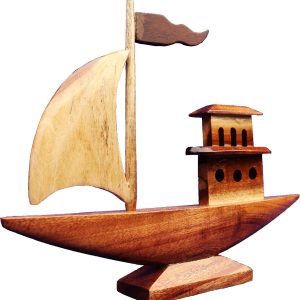 wooden handicraft wall decor ship 25 cm