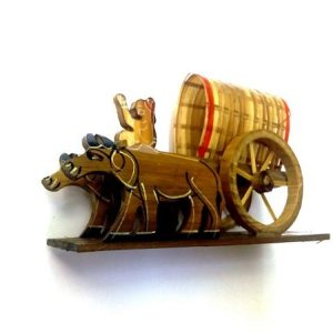 wooden handicraft ullock cart home decor 25 cm